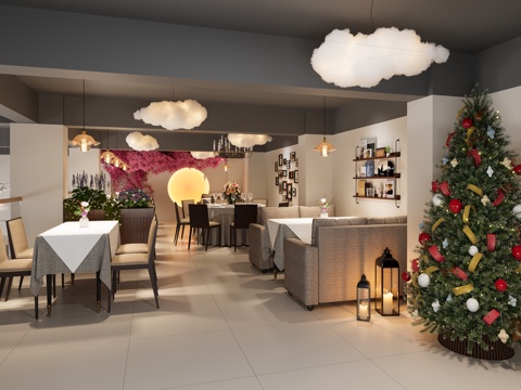  网红餐厅3d模型 