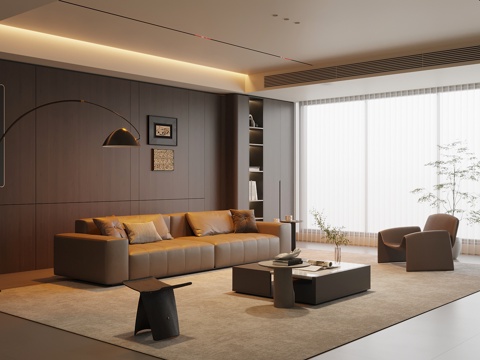 现代意式客厅su模型