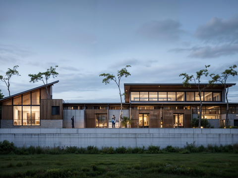 现代民宿建筑 文化活动中心su模型