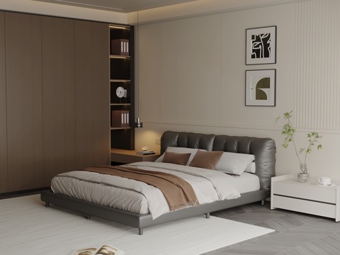 现代意式卧室su模型