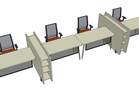 办公桌 办公椅 文件柜 员工办公桌su模型