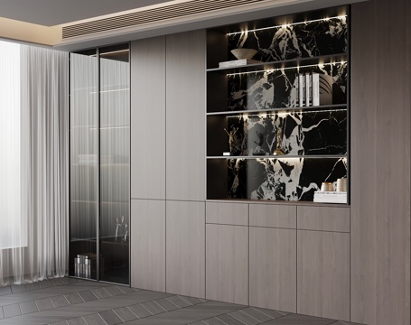 意式书柜 置物柜su模型