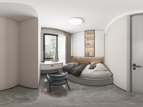  现代卧室小户型榻榻米飘窗卧室 