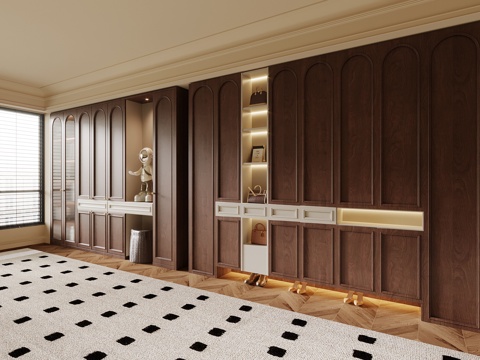 中古风鞋柜su模型