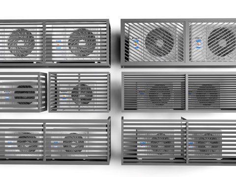 现代空调机位装饰架 空调外机装饰 空调位护栏su模型