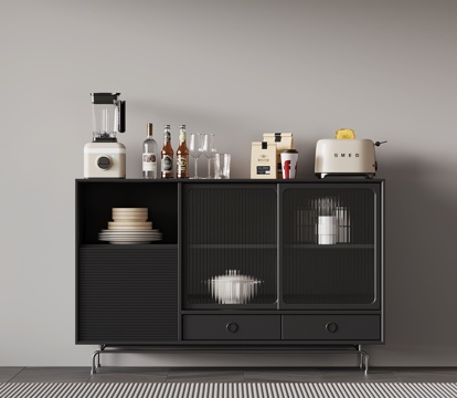 现代意式备餐柜 餐边柜su模型