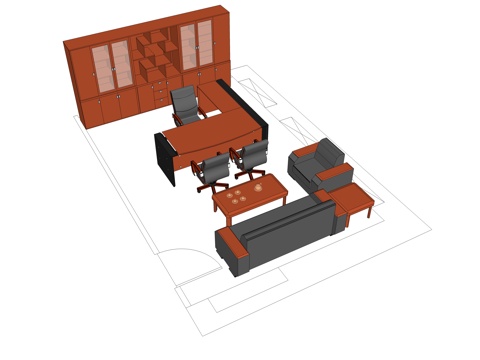 班台桌 办公桌 办公椅 文件柜 洽谈桌 办公室免费su模型