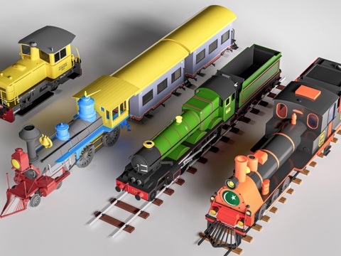 现代火车头 商场小火车 观光小火车 无轨小火车su模型