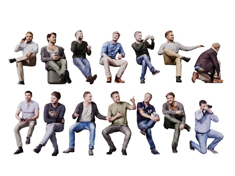  现代人物 男人 女人 商务人物 休闲人物 人物组合3d模型 