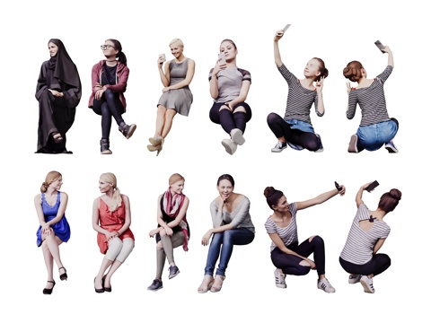  现代人物 男人 女人 商务人物 休闲人物 人物组合3d模型 