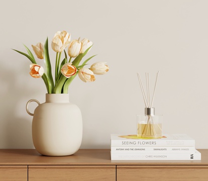 现代奶油花艺 花瓶 摆件su模型