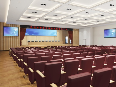  报告厅演出厅会议室3d模型 