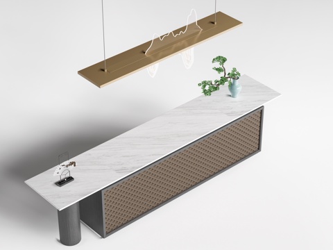 现代酒店吧台 休闲吧台 工装吧台 售楼部吧台su模型