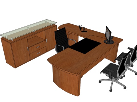 办公桌 办公椅 文件柜免费su模型