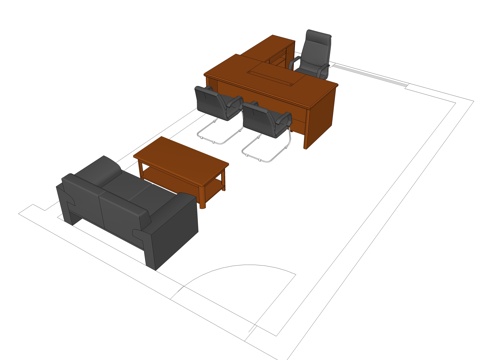 老板办公桌 班台桌 办公桌 办公家具 文件柜 沙发 茶几免费su模型