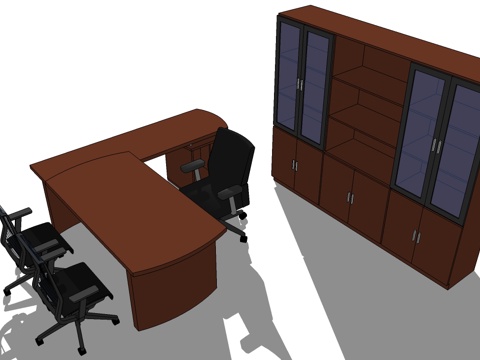 办公桌 办公椅 文件柜免费su模型