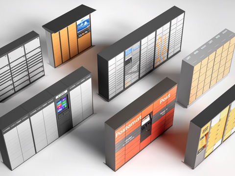 现代快递柜 自提柜 储物柜su模型