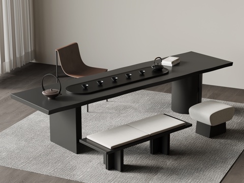 现代意式茶桌椅su模型