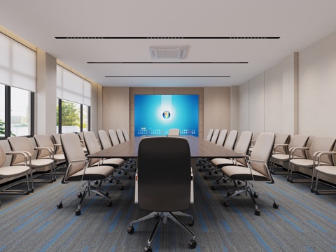  现代会议室3d模型 