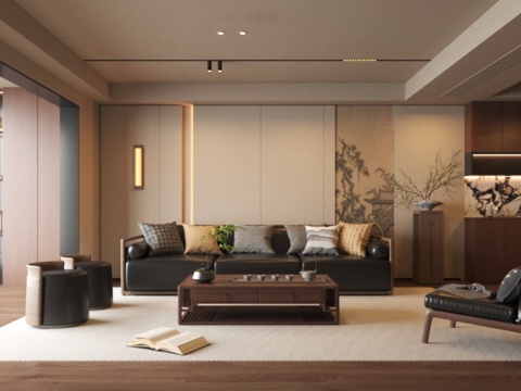  宋式风格客餐厅3d模型 