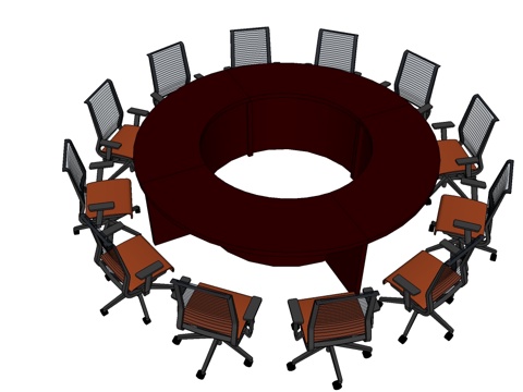 会议桌 会议椅 圆会议桌免费su模型