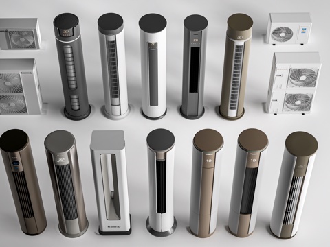 现代空调 空调柜机 空调外机su模型