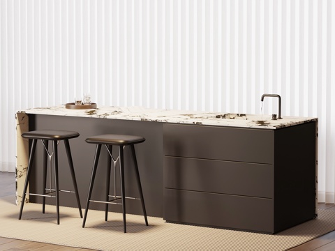 现代意式吧台 吧椅su模型