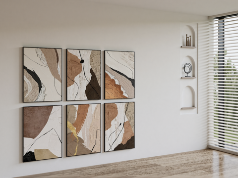 现代挂画组合su模型