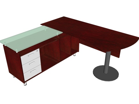 班台桌 文件柜 办公桌免费su模型