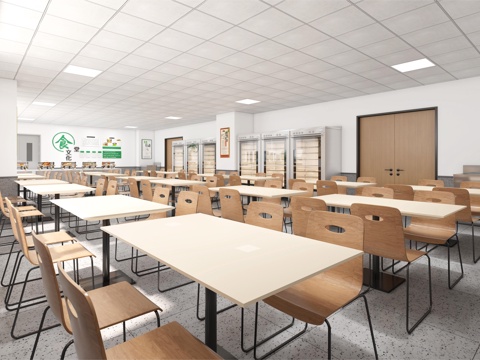  员工餐厅员工食堂3d模型 