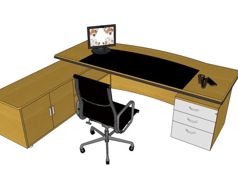 办公桌 办公椅 文件柜免费su模型