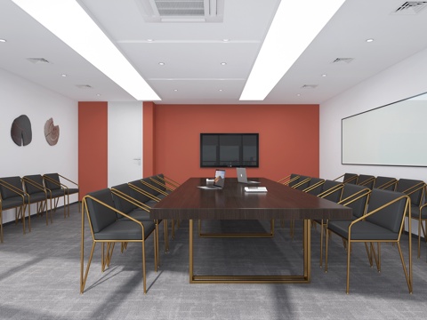  现代会议室 办公会议室 会议桌椅 小型会议室3d模型 