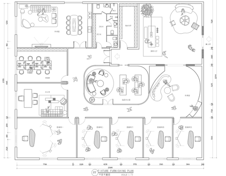 680平直播办公室 最新平面施工图合集cad施工图