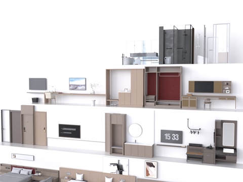  酒店客房3d模型 