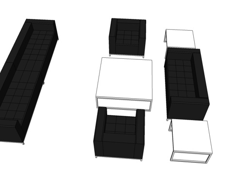 沙发 办公沙发 茶几免费su模型