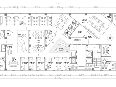 900平办公室 最新平面施工图合集cad施工图