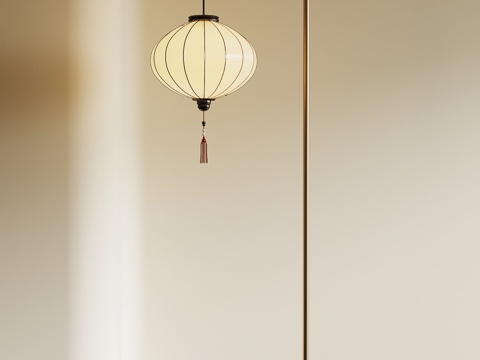 新中式落地灯 灯笼落地灯su模型