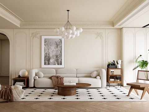  法式客厅3d模型 