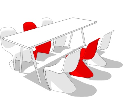 员工办公桌 办公椅 会议桌su模型