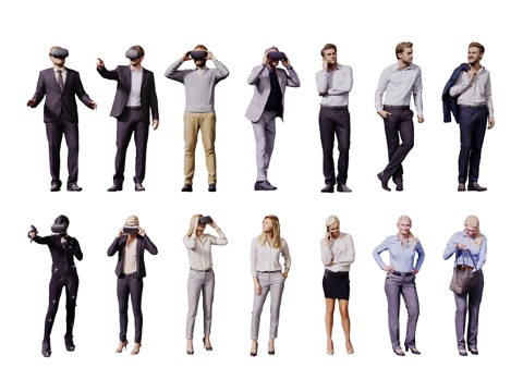  现代人物 男人 女人 商务人物 休闲人物 人物组合3d模型 