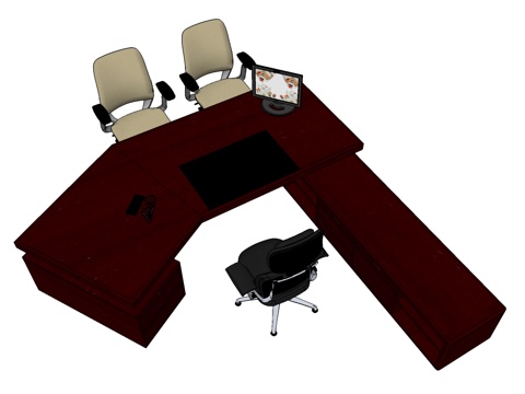 班台 老板办公桌 办公椅免费su模型