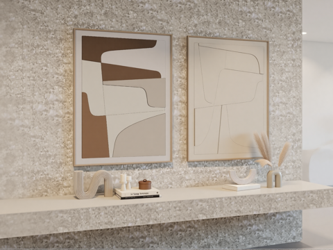 现代挂画组合su模型