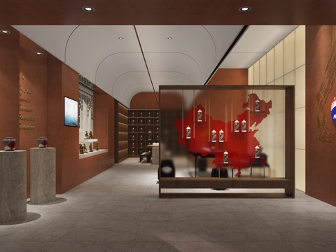  茅台文化体验馆专卖店烟酒店门头店面3d模型 