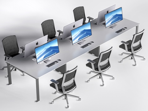 现代办公桌椅 工位桌椅 公司办公桌su模型