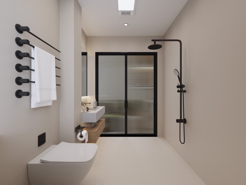  现代卫生间3d模型 