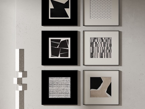  现代，简约，抽象，装饰画3d模型 