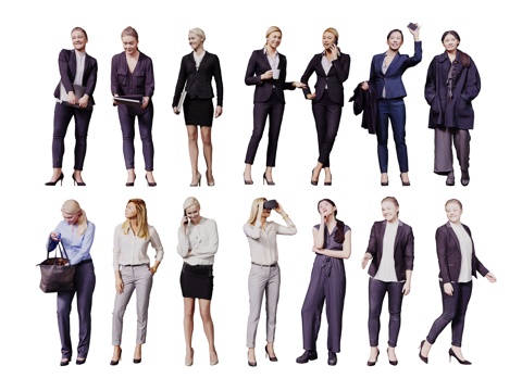  现代人物 男人 女人 商务人物 休闲人物 人物组合3d模型 