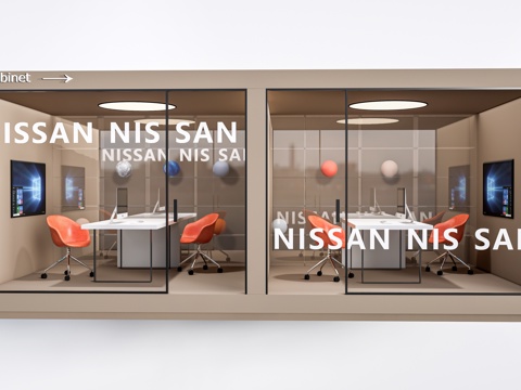 现代公司电话间 公司小隔间 办公桌椅 独立办公区su模型