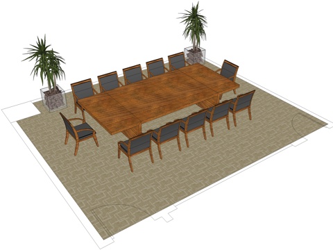 会议桌 办公家具 会议椅免费su模型