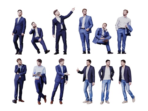  现代人物 男人 女人 商务人物 休闲人物 人物组合3d模型 